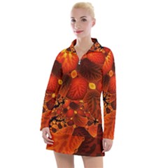 Leaf Autumn Nature Background Women s Long Sleeve Casual Dress by Wegoenart