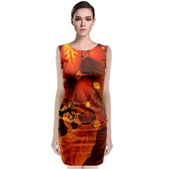 Leaf Autumn Nature Background Sleeveless Velvet Midi Dress