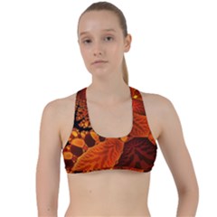 Leaf Autumn Nature Background Criss Cross Racerback Sports Bra by Wegoenart