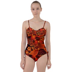 Leaf Autumn Nature Background Sweetheart Tankini Set