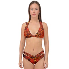 Leaf Autumn Nature Background Double Strap Halter Bikini Set by Wegoenart