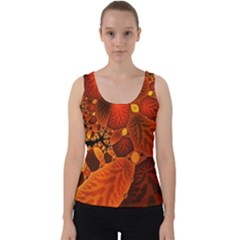 Leaf Autumn Nature Background Velvet Tank Top by Wegoenart