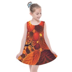 Leaf Autumn Nature Background Kids  Summer Dress by Wegoenart