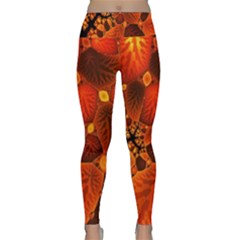 Leaf Autumn Nature Background Lightweight Velour Classic Yoga Leggings by Wegoenart