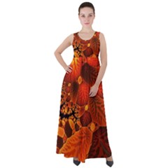 Leaf Autumn Nature Background Empire Waist Velour Maxi Dress by Wegoenart