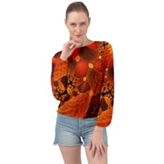 Leaf Autumn Nature Background Banded Bottom Chiffon Top