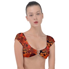 Leaf Autumn Nature Background Cap Sleeve Ring Bikini Top