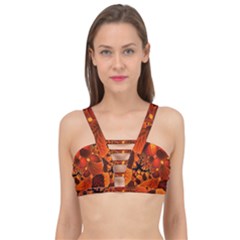 Leaf Autumn Nature Background Cage Up Bikini Top