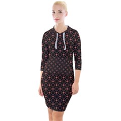 Pattern Texture Drawing Wall Quarter Sleeve Hood Bodycon Dress