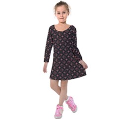 Pattern Texture Drawing Wall Kids  Long Sleeve Velvet Dress by Wegoenart