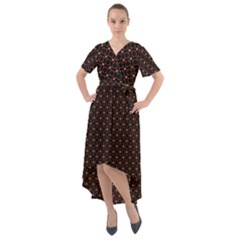 Pattern Texture Drawing Wall Front Wrap High Low Dress