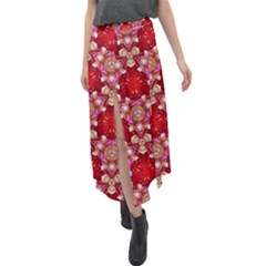 Design Pattern Texture Velour Split Maxi Skirt