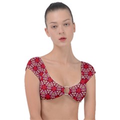 Design Pattern Texture Cap Sleeve Ring Bikini Top