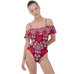 Design Pattern Texture Frill Detail One Piece Swimsuit