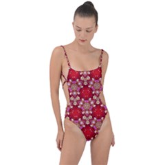 Design Pattern Texture Tie Strap One Piece Swimsuit