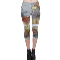 Airships Flight Travel Sky Capri Leggings  by Wegoenart