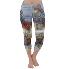 Airships Flight Travel Sky Capri Winter Leggings  by Wegoenart