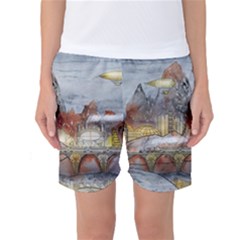 Airships Flight Travel Sky Women s Basketball Shorts by Wegoenart