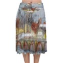 Airships Flight Travel Sky Velvet Flared Midi Skirt View1