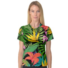 Tropical Greens V-Neck Sport Mesh Tee