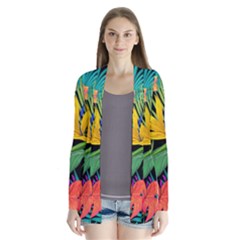 Tropical Greens Drape Collar Cardigan by Sobalvarro