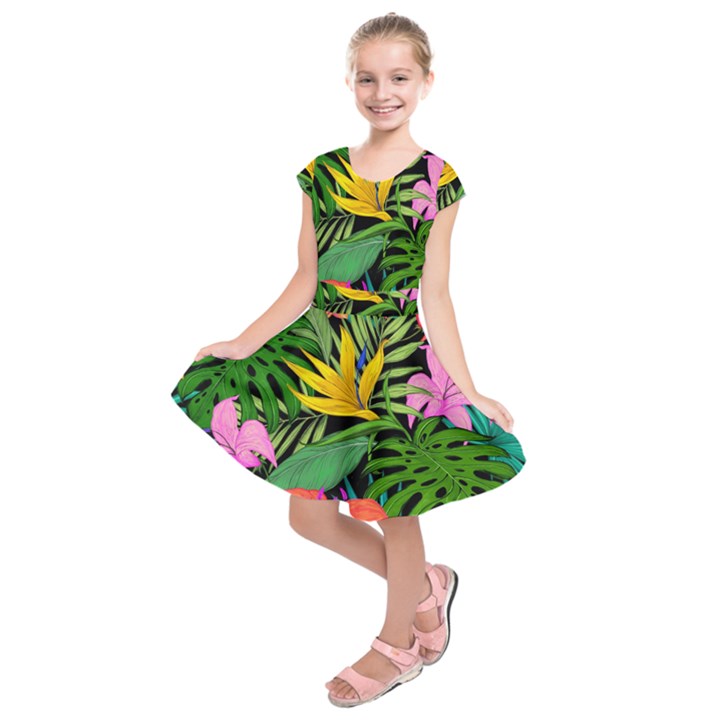 Tropical Greens Kids  Short Sleeve Dress