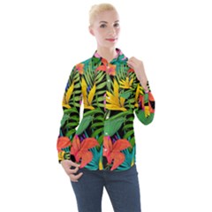 Tropical Greens Women s Long Sleeve Pocket Shirt