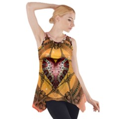 Awesome Heart On A Pentagram With Skulls Side Drop Tank Tunic by FantasyWorld7