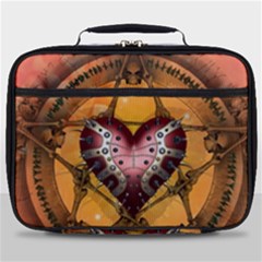 Awesome Heart On A Pentagram With Skulls Full Print Lunch Bag by FantasyWorld7