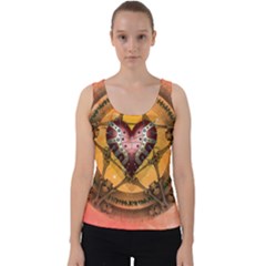 Awesome Heart On A Pentagram With Skulls Velvet Tank Top by FantasyWorld7