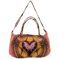 Awesome Heart On A Pentagram With Skulls Removal Strap Handbag by FantasyWorld7