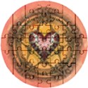 Awesome Heart On A Pentagram With Skulls Wooden Puzzle Round View1