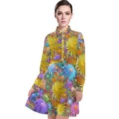 Apo Flower Power  Long Sleeve Chiffon Shirt Dress by WolfepawFractals