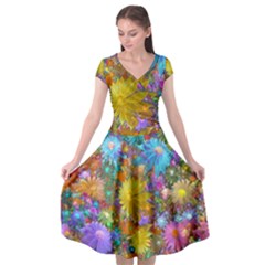 Apo Flower Power  Cap Sleeve Wrap Front Dress by WolfepawFractals