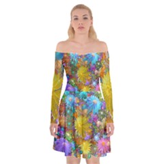 Apo Flower Power  Off Shoulder Skater Dress by WolfepawFractals