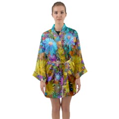 Apo Flower Power  Long Sleeve Satin Kimono by WolfepawFractals