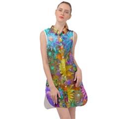 Apo Flower Power  Sleeveless Shirt Dress by WolfepawFractals