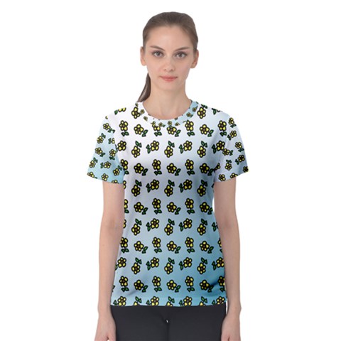 Blue Gradient Flower Women s Sport Mesh Tee by snowwhitegirl