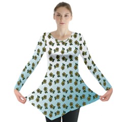 Blue Gradient Flower Long Sleeve Tunic  by snowwhitegirl