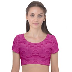 Love To One Color To Love Velvet Short Sleeve Crop Top  by pepitasart