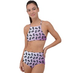 Magenta Gradient Flower High Waist Tankini Set by snowwhitegirl