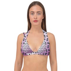 Magenta Gradient Flower Double Strap Halter Bikini Top