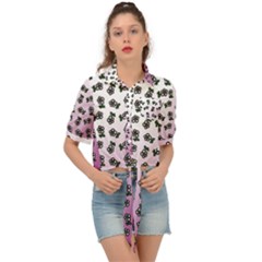 Magenta Gradient Flower Tie Front Shirt 