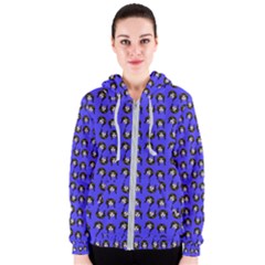 Retro Girl Daisy Chain Pattern Blue Women s Zipper Hoodie