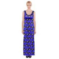 Retro Girl Daisy Chain Pattern Blue Thigh Split Maxi Dress by snowwhitegirl