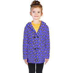 Retro Girl Daisy Chain Pattern Blue Kids  Double Breasted Button Coat by snowwhitegirl