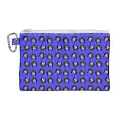 Retro Girl Daisy Chain Pattern Blue Canvas Cosmetic Bag (large) by snowwhitegirl