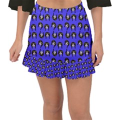 Retro Girl Daisy Chain Pattern Blue Fishtail Mini Chiffon Skirt by snowwhitegirl