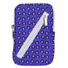 Retro Girl Daisy Chain Pattern Blue Belt Pouch Bag (large)