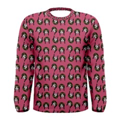 Retro Girl Daisy Chain Pattern Pink Men s Long Sleeve Tee by snowwhitegirl